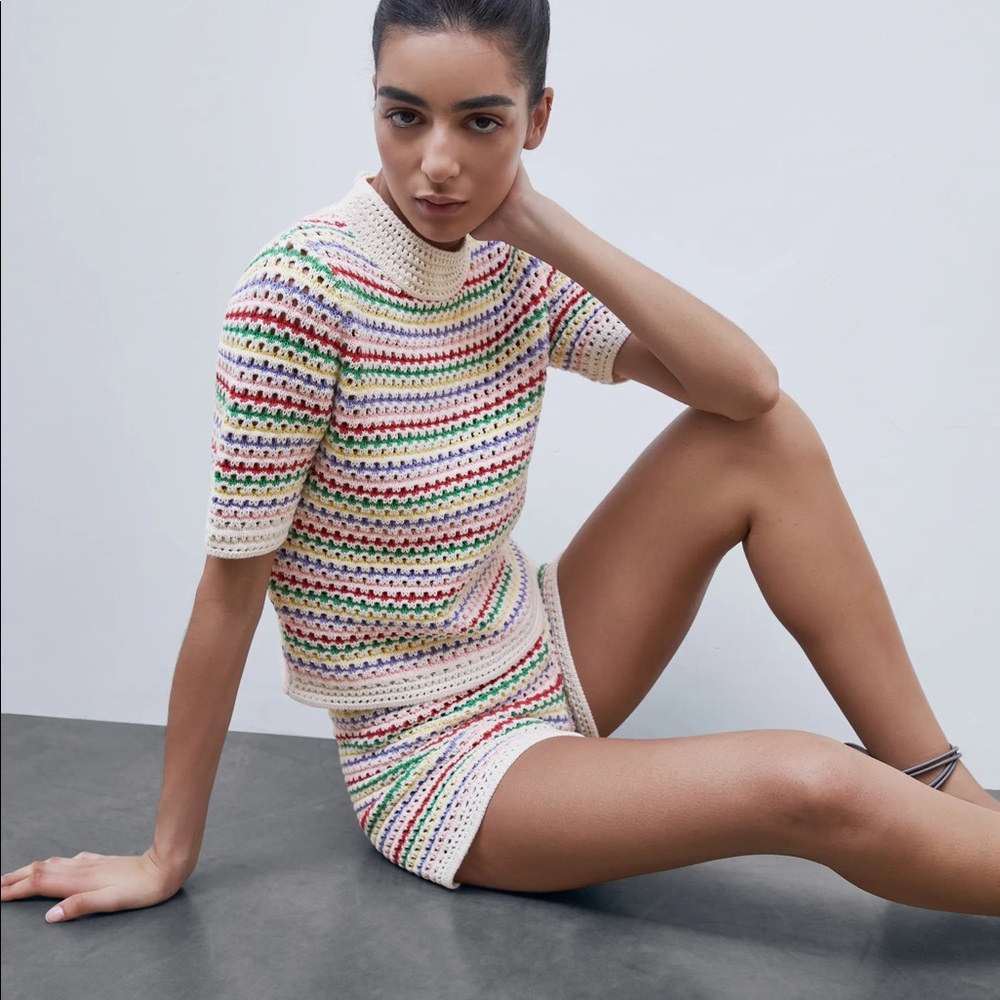 Zara Matching Knit Crochet Matching Set M
